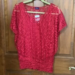 Lavish Women's Vibrant Red Lace Blouse